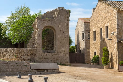 View the medieval village, la escala sant marti of empuries. Catalonia Spain