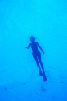 Snorkeler on the surface of the sea,Cayo Largo,Cuba