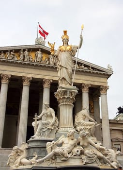 Statue of Athena the Goddess of Wisdom in Vienna Austria