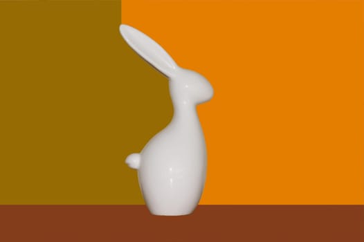 The photograph of a free-standing porcelain rabbit.