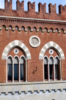 windows of D'Albertis castle in Genoa in Italy