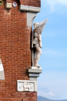 statue of D'Albertis castle  in Genoa in Italy