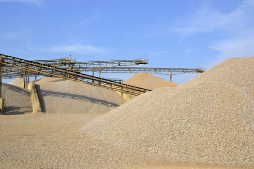 Gravel and sand in a gravel plant