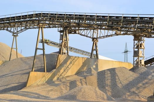 Sand and gravel in the gravel plant
