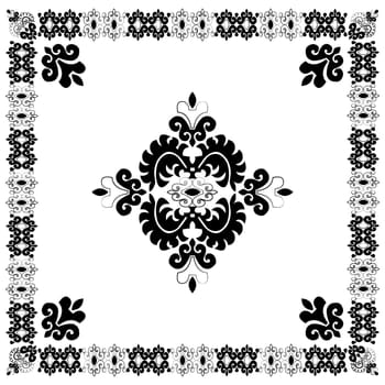 Turkish border and composition of oriental-style embroidery pattern