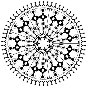 black and white circular pattern of elegant oriental studies