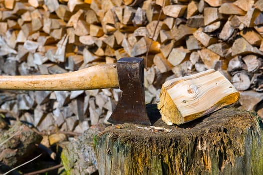 ax and firewood