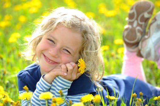 Smiling Girl in the Spring- Meadow