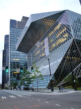 SEATTLE - OCTOBER 7: Public Library in Seattle on October 7, 2011.  The Seattle Central Library opened in 2004 and was designed by Rem Koolhaas and Joshua Prince-Ramus.