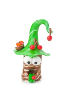 Handmade clay figure with cherries