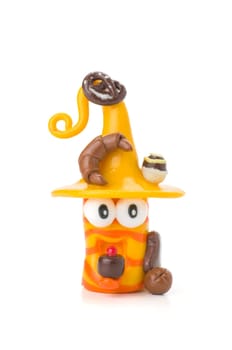 Handmade clay figure with baked goods