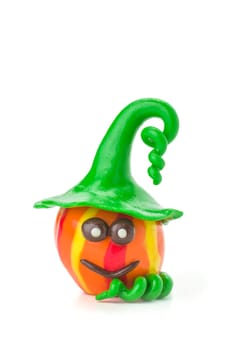 Handmade pumpkin clay figure
