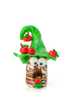 Handmade clay figure with apples