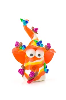 Handmade clay figure with snails