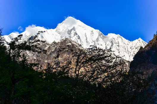 View of Annapurna II mountain peak at sunrise, Himalayas, Nepal