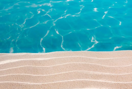 tropical beach white dunes sand in turquoise sea summer background