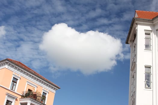 Cloud over residential buildings in Meissen,Saxony,Germany