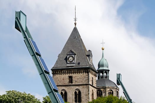 Münsterkriche in Hameln with photovoltaic system