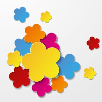 Greeting card design with colorful flowers. Eps 10 vector file.