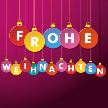 Colourful Christmas tree baubles with the text Merry Christmas. Eps 10 vector file.