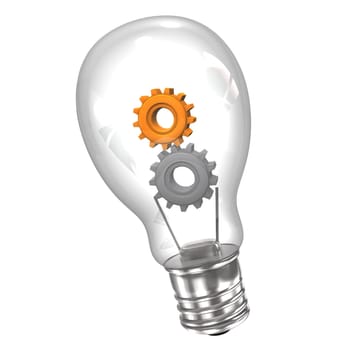 Bubl with two gears on the white background.