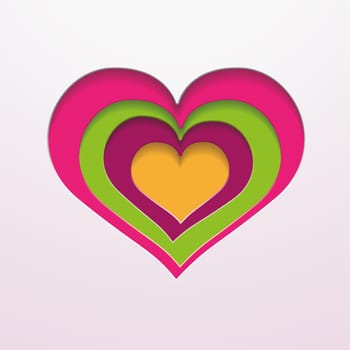 Illustration with colorful paper hearts. Eps10 vector file.