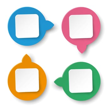 Four info Labels circle rectangle on the white background. Eps10 vector file.