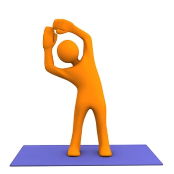 Orange cartoon characters make sport. White background.