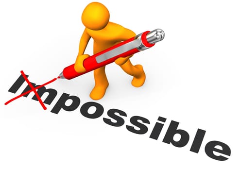 Orange cartoon character makes impossible possible.