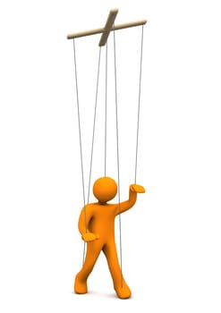 Orange marionette on the white background. 3d illustration.