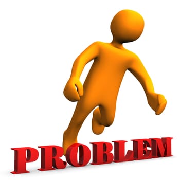 Orange cartoon character stumbles the text problem.