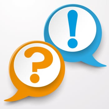 Paper lahels with question and exclamation mark. White background. Eps10 vector file.