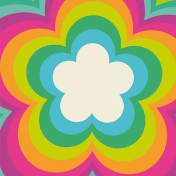 Rainbow flower power cover design. Eps 10 vector file.