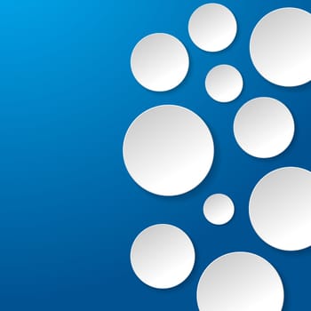 Round and white papers on the blue background. Eps 10 vector file.