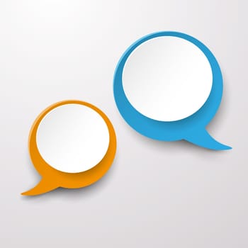 Two communication speech bubble labels. Eps 10 vector file.