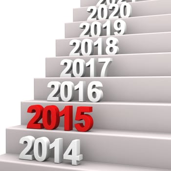 Stair with years. 3d illustration with white background.