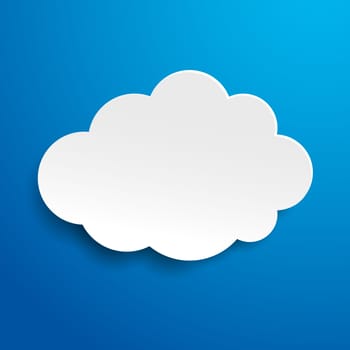 Label with blue sky and white cloud. Eps 10 vector file.