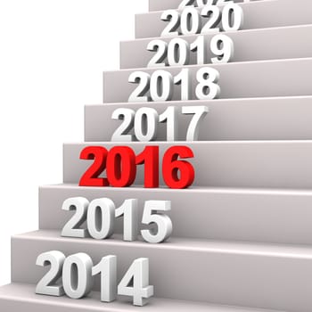 Stair with years. 3d illustration with white background.