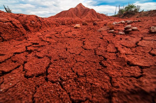 Details of the terrain at the red Tatacoa Desert in Colombia