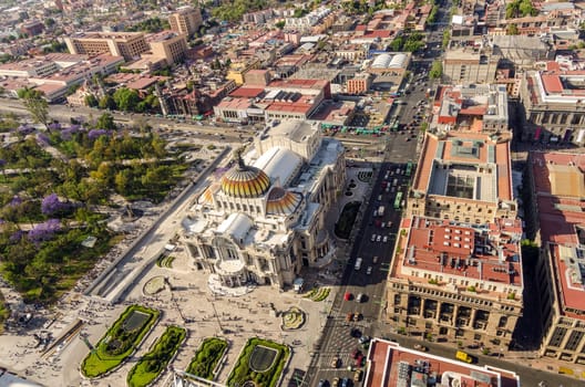 Aerial view of the Palacio de Bellas Artes in Mexico City