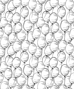 Seamless pattern with balloons ion black and white