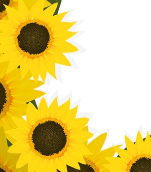 Sunflower corner design with copy space