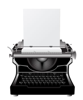Vintage typewriter icon against white background