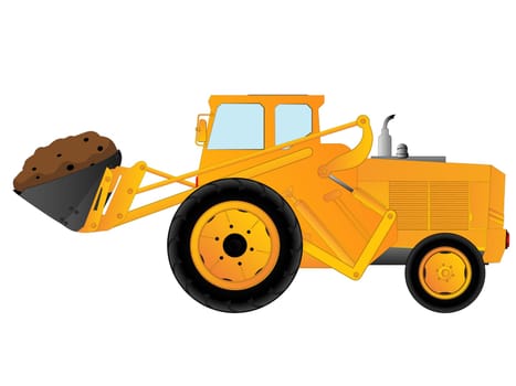 Excavator, earth mover over white background