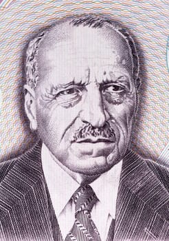 Georgios Papanikolaou (1883-1962) on 10000 Drachmes 1995 Banknote from Greece. Greek pioneer in cytopathology and early cancer detection. Inventor of the "Pap test""."
