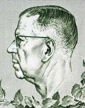 Gustaf VI Adolf of Sweden (1882-1973) on 10 Kronor 1980 Banknote from Sweden. King of Sweden during 1950-1973.