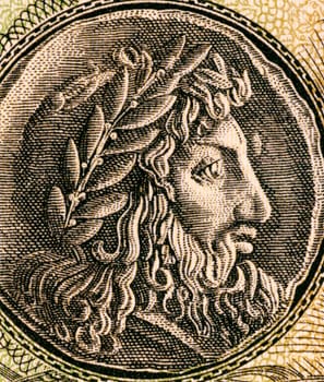 Philip II of Macedon (382–336 BC) on 1000 Drachmai 1950 Banknote from Greece. King of Macedon, a state in northern ancient Greece and father of Alexander the Great.