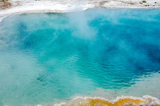 Geyser to Geyser Basin in Yellowstone in Wyoming