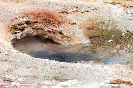 Geyser to Geyser Basin in Yellowstone in Wyoming