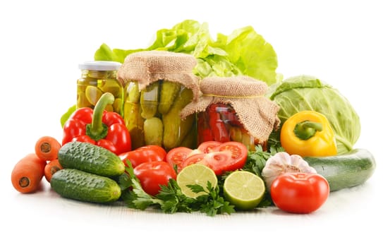 Composition with assorted organic vegetables isolated on white